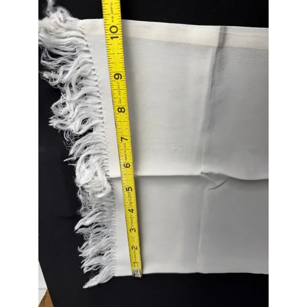 Vintage White Silk Embroidered Table Runner Asian Crane Bird Cloud Fringe 47x10